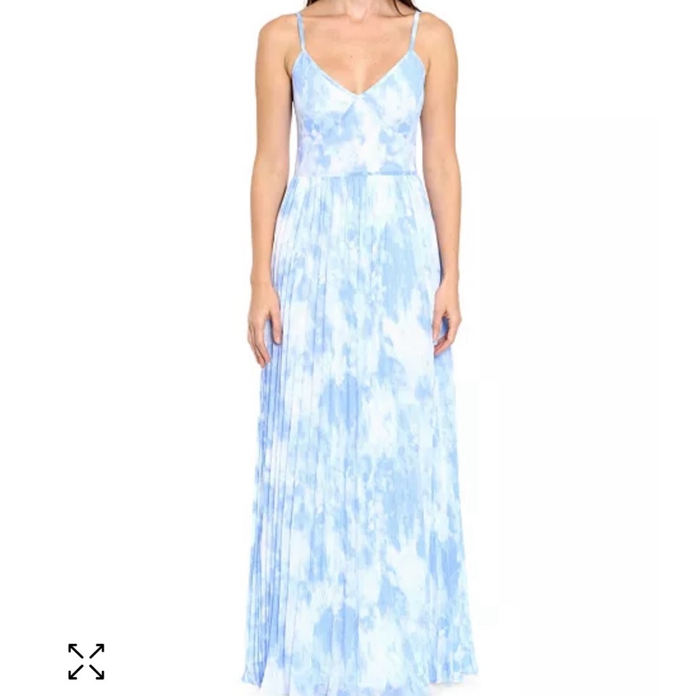 Michael Kors Blue Tie-Dye pleated maxi dress